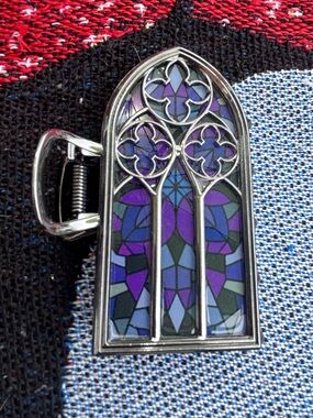 STAINED GLASS CHURCH WINDOW PANE HAIR CLIP ACCESSORY CLAW CLIP